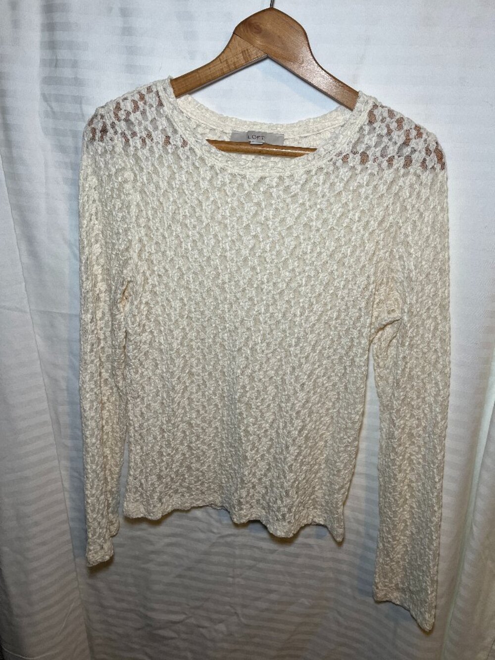 LOFT Cream Lace Top Size Large